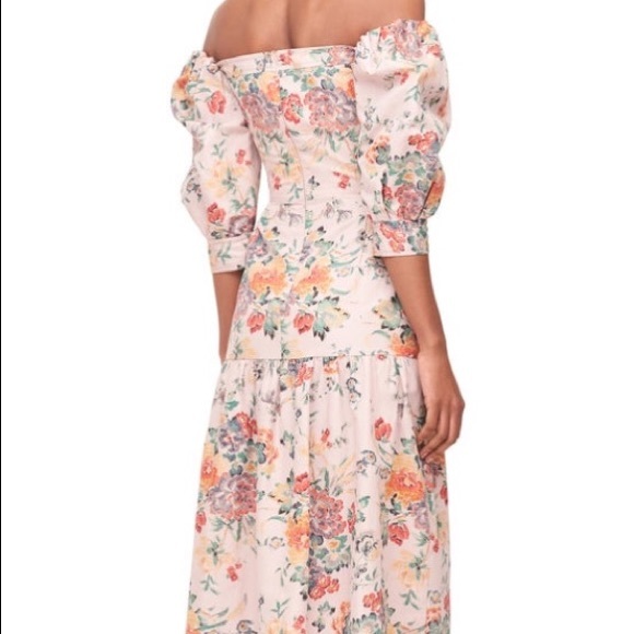 Rebecca Taylor Boho Floral Off Shoulder Midi Dress - Picture 5 of 8